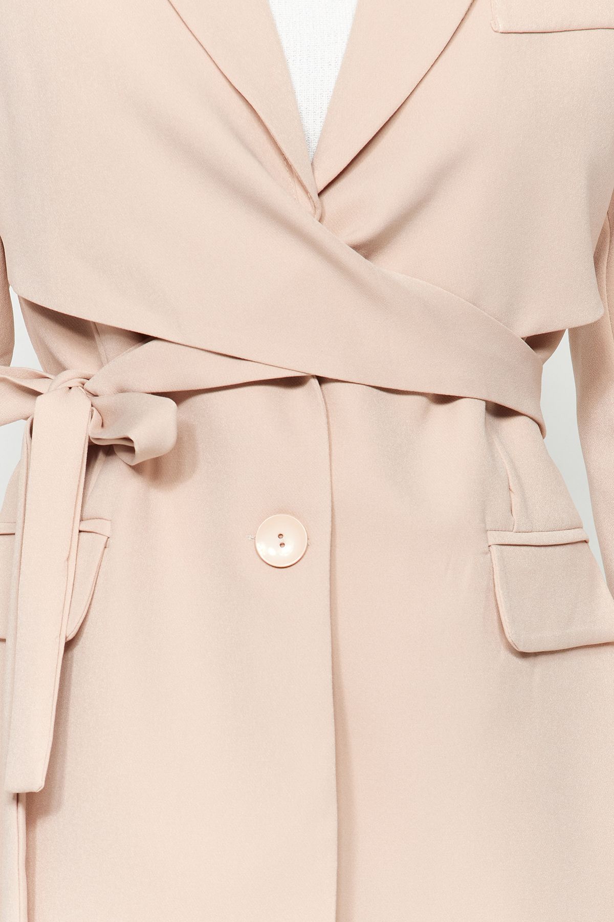 Trendyol Collection-Gewebte Blazerjacke mit normalem Futter in Stein TWOAW21CE0320 4