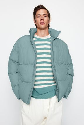 TRENDYOL MAN Mint Unisex Oversize Fit Dik Yaka Suya ve Rüzgara Dayanıklı Şişme Kışlık Mont TMNAW24MO00003