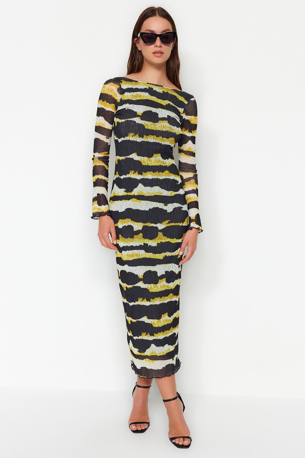 Yellow zebra print new arrivals dress