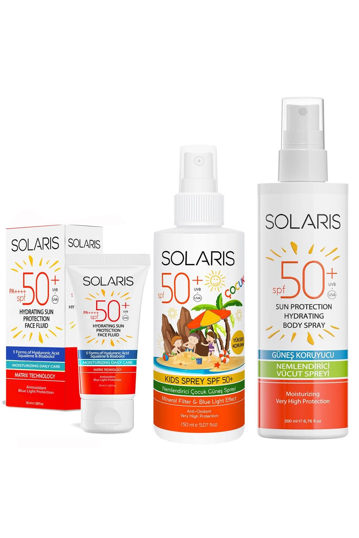 اسپری ضد آفتاب و ضد آفتاب کودکان و اسپری کرم ضد آفتاب با SPF 50 برای همه پوست ها SOLARIS