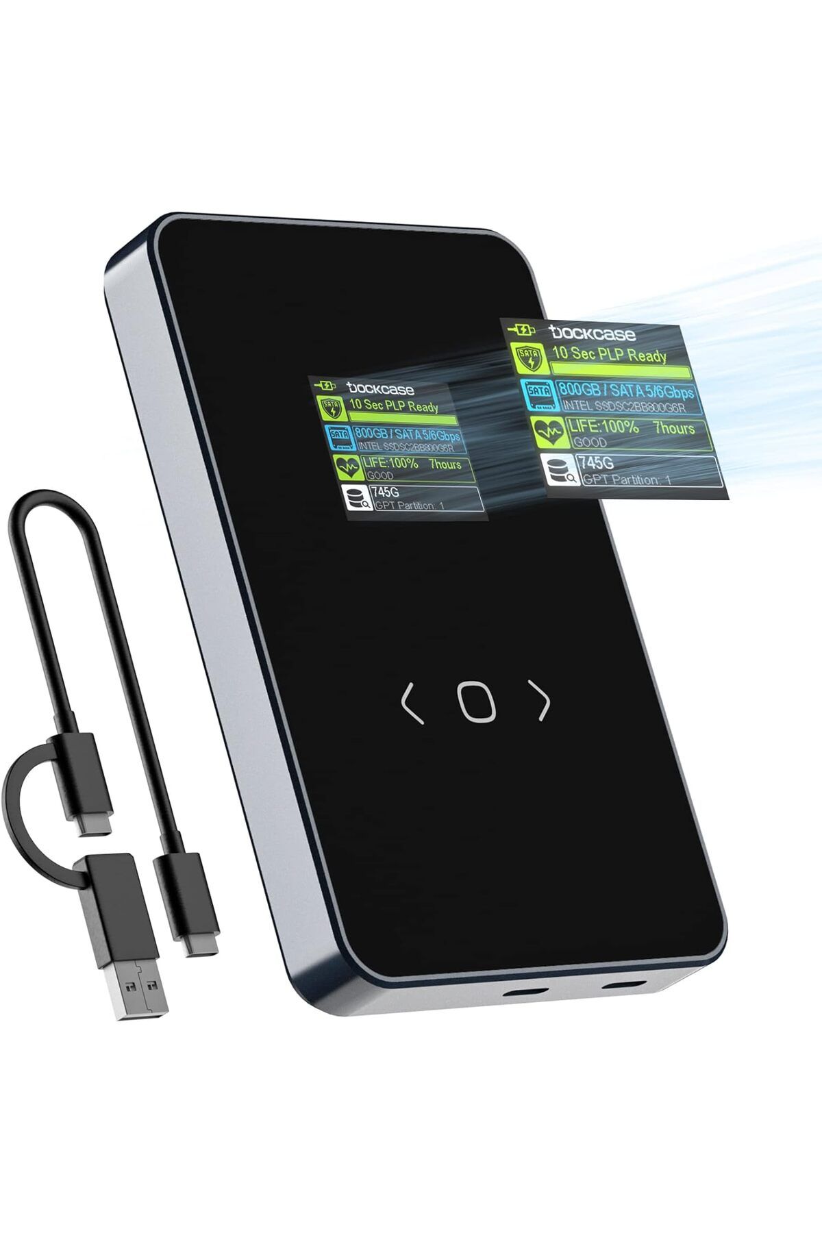DOCKCASE 2,5" HD EKRANLI Akıllı Sabit Sürücü Muhafazası - 10 sn Güç Kaybı Koruması