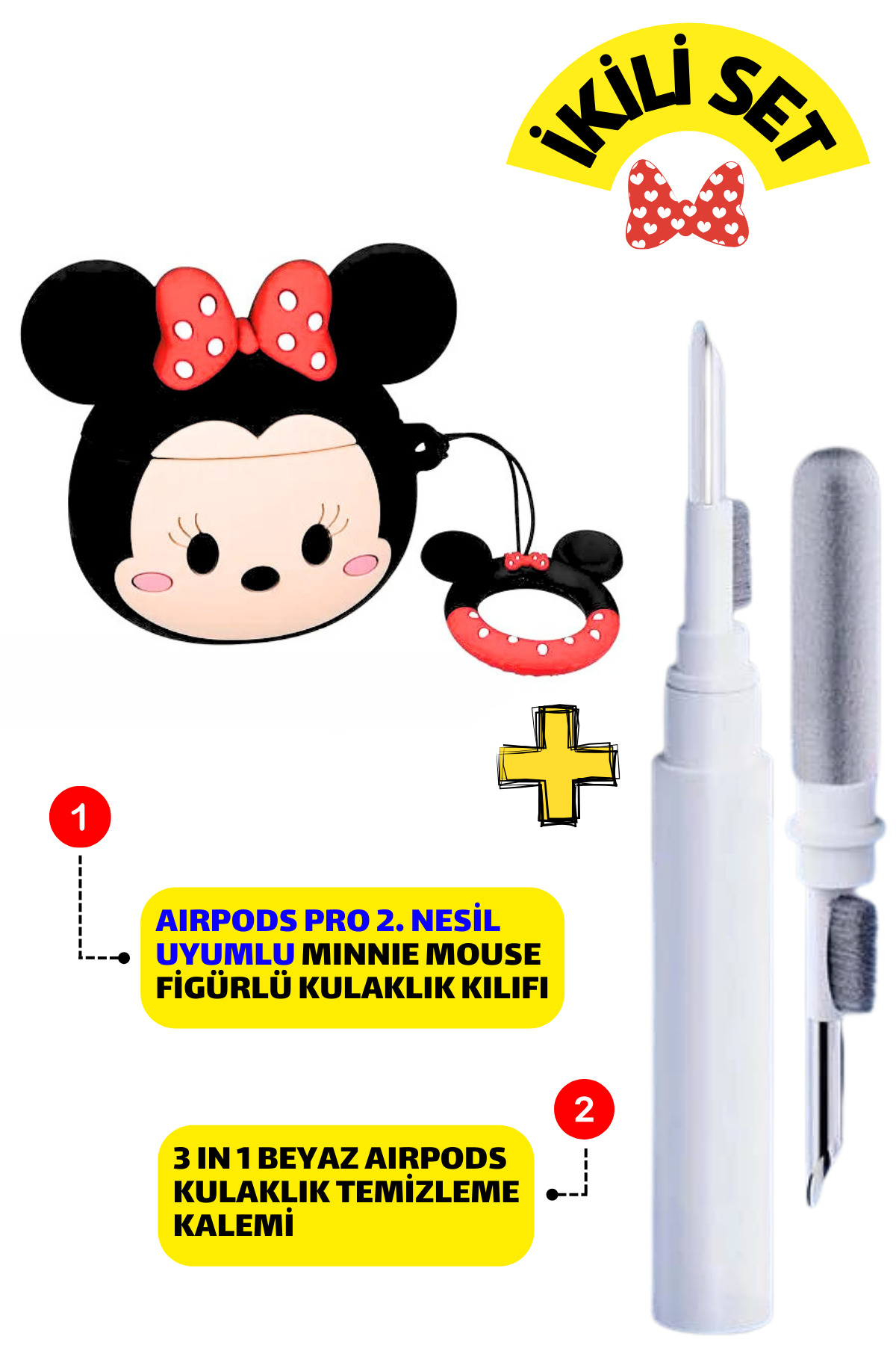 Pro 2nd Generation Compatible Minnie Mouse Headphone Case and White 3-in-1 Headphone Pen