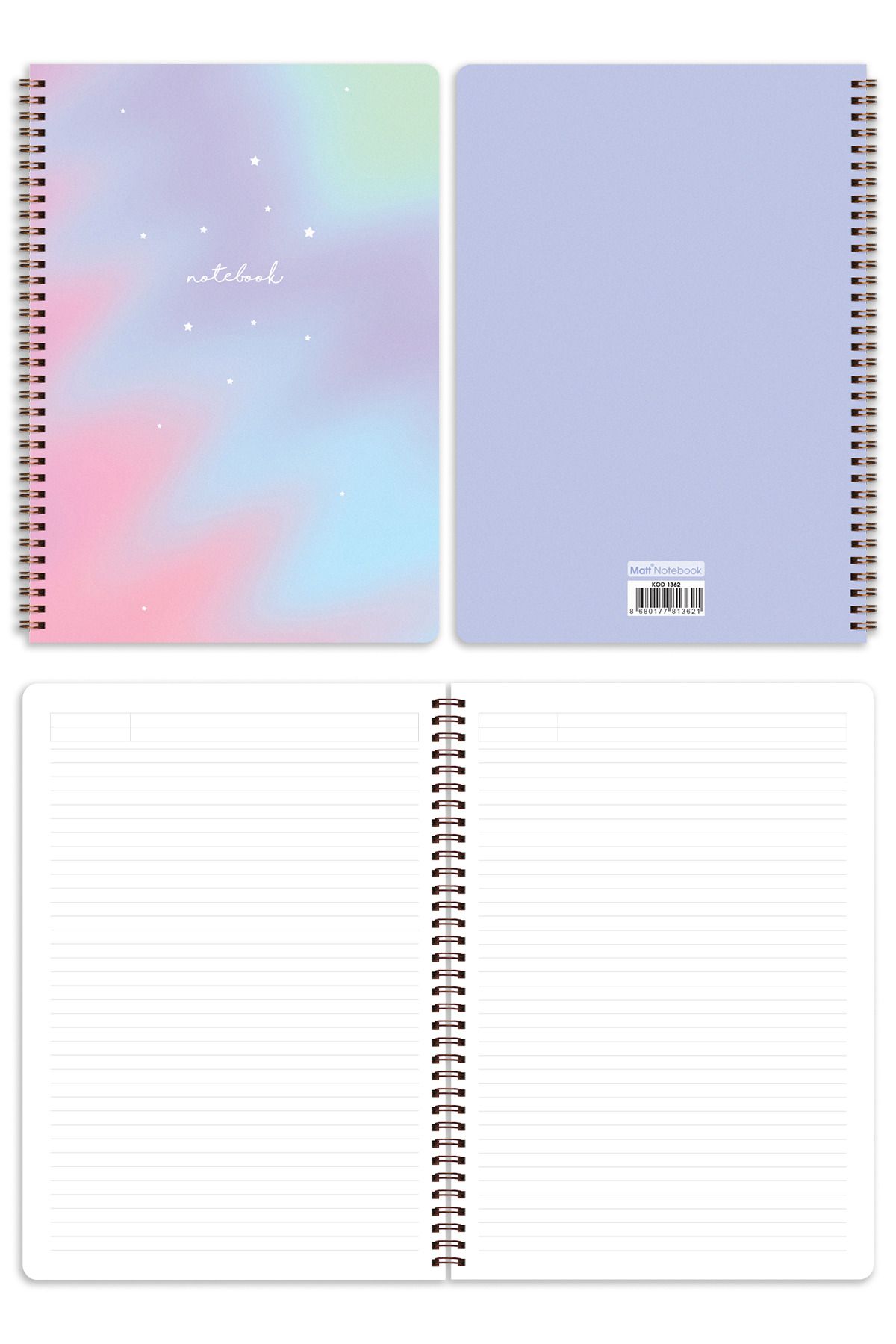 Matt Notebook-A4 Spiral School Notebook 80 sheets Set of 4 - Lined 7