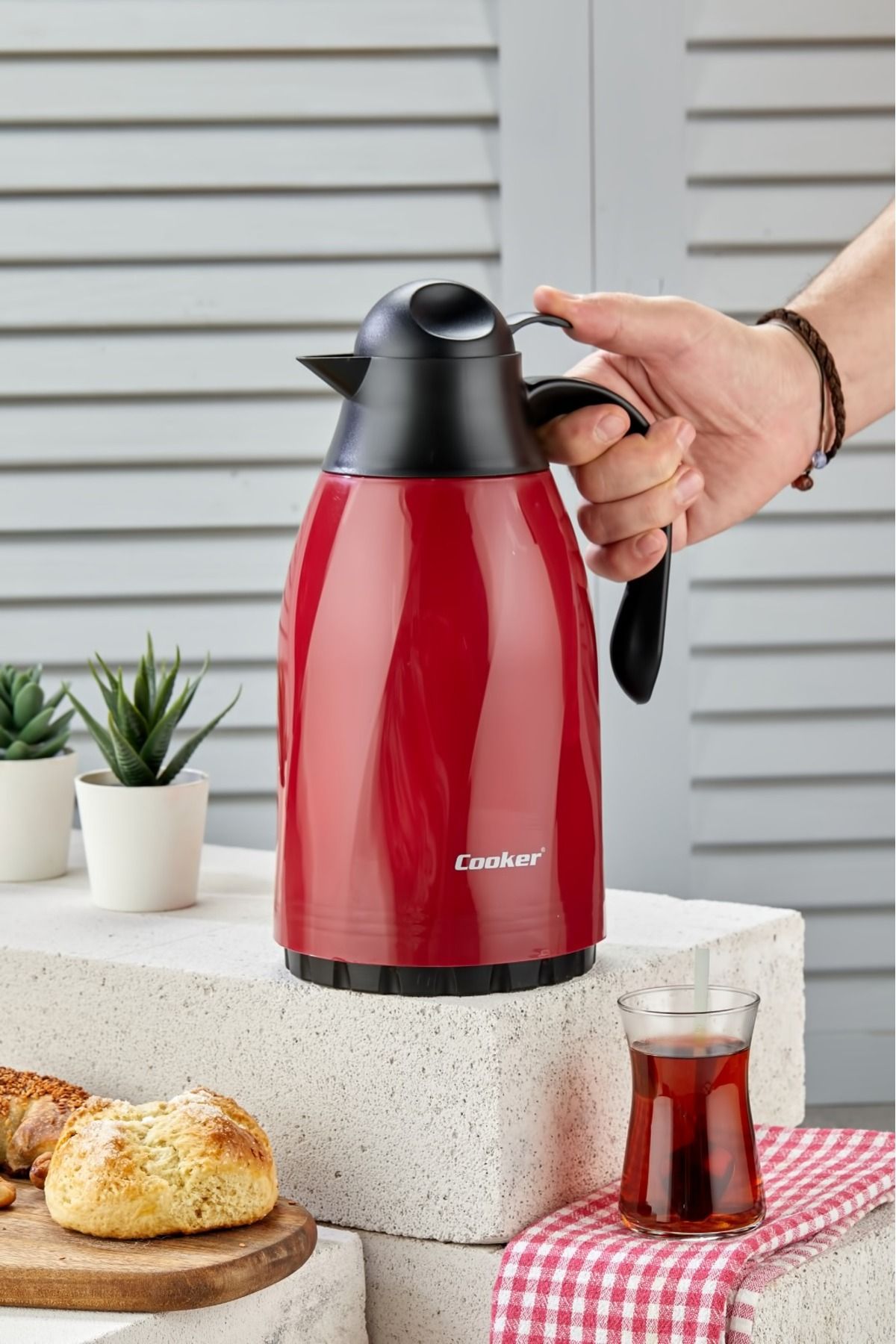 فلاسک قرمز بهار 1،3 لیتر ترموس شیشه ای خصوصی و پیک نیک Cooker