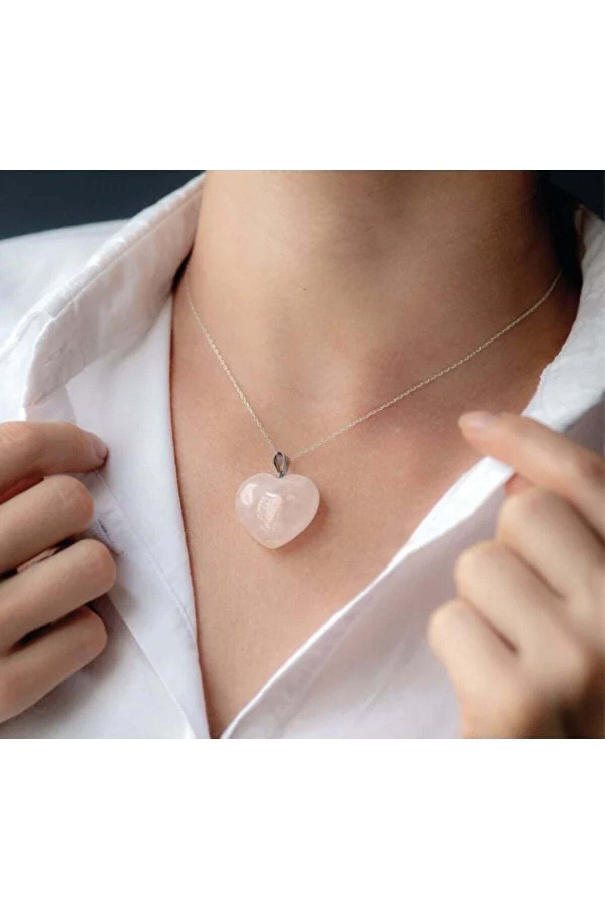 Heart shaped rose quartz necklace best sale