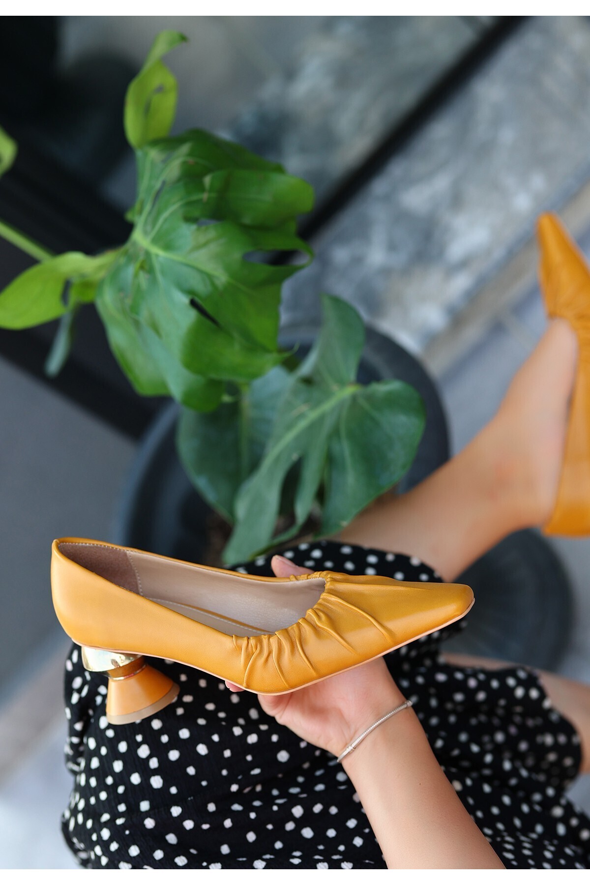 Linta Hardal Cilt Topuklu Ayakkabı