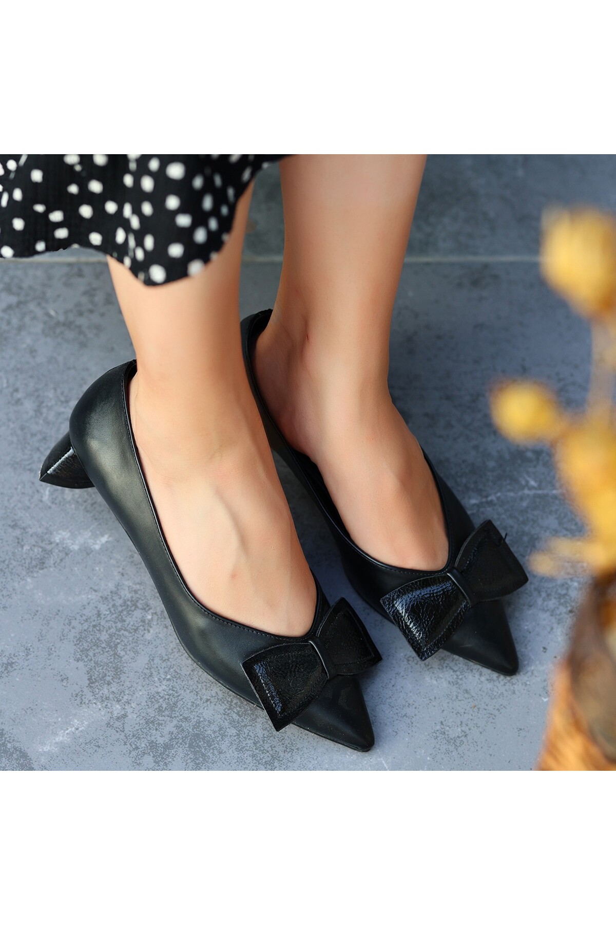 Erida Siyah Cilt Topuklu Ayakkabı