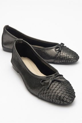 luvishoes 02 Siyah Siyah Simli Kadın Babet