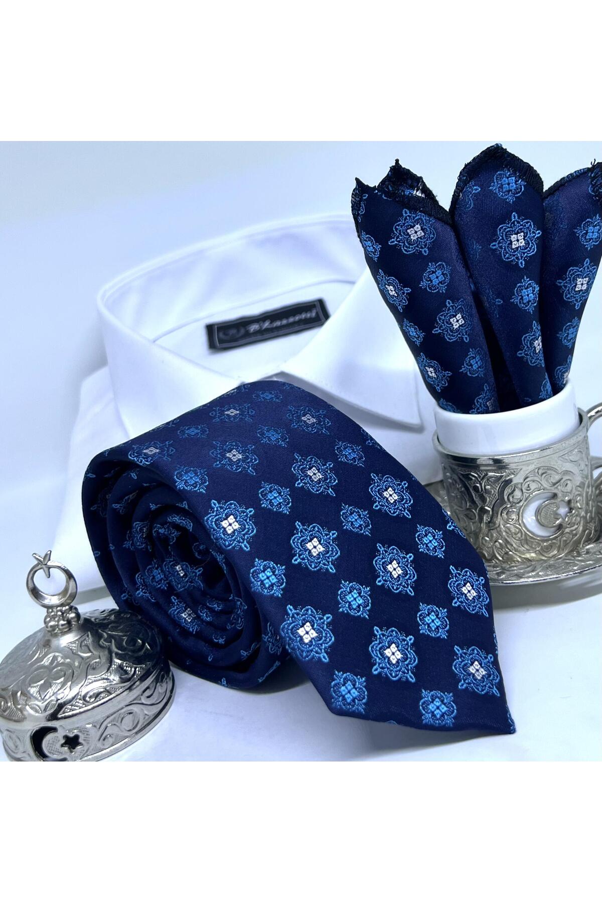 کراوات مردانه آبی B'lazzotti | BLZKRVDOKUMA104 اورجینال - تصویر 5