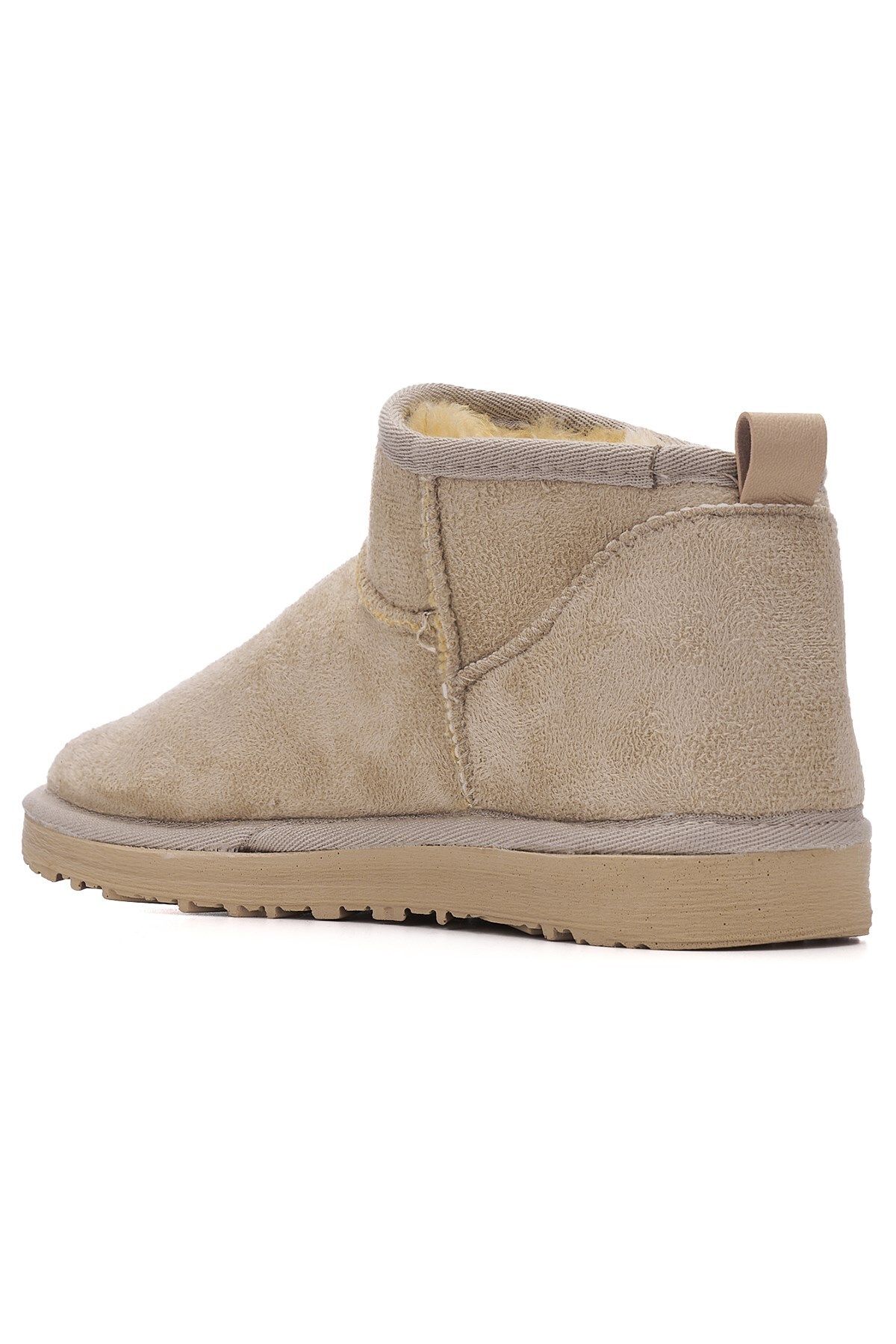 İmerShoes-Mini cizme bej - piele intoarsa cu model, talpa joasa si blana U19 3