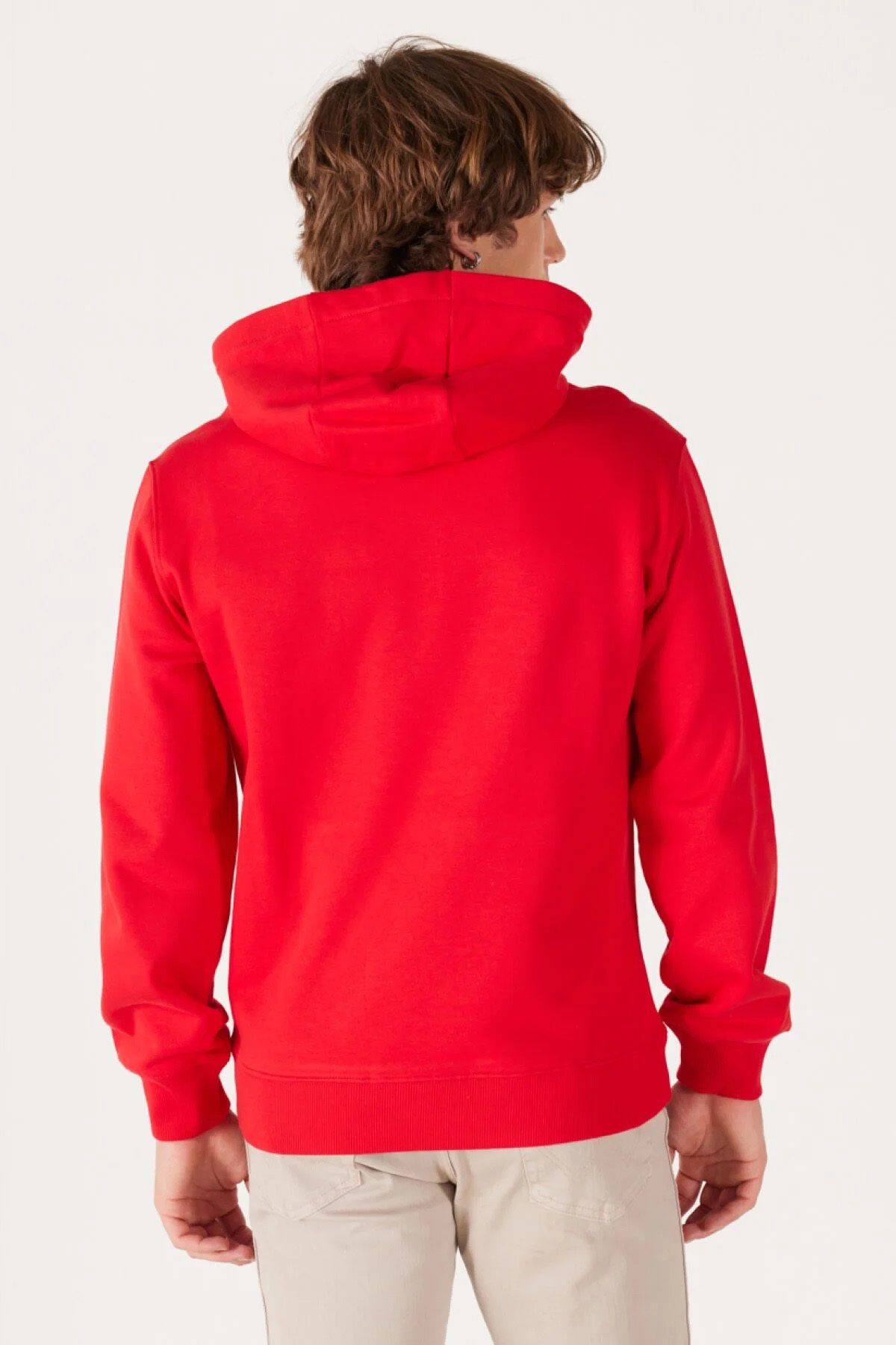 سویشرت قرمز مردانه پنبه به طور منظم متناسب با کلاه عرق W232238X2G Wrangler
