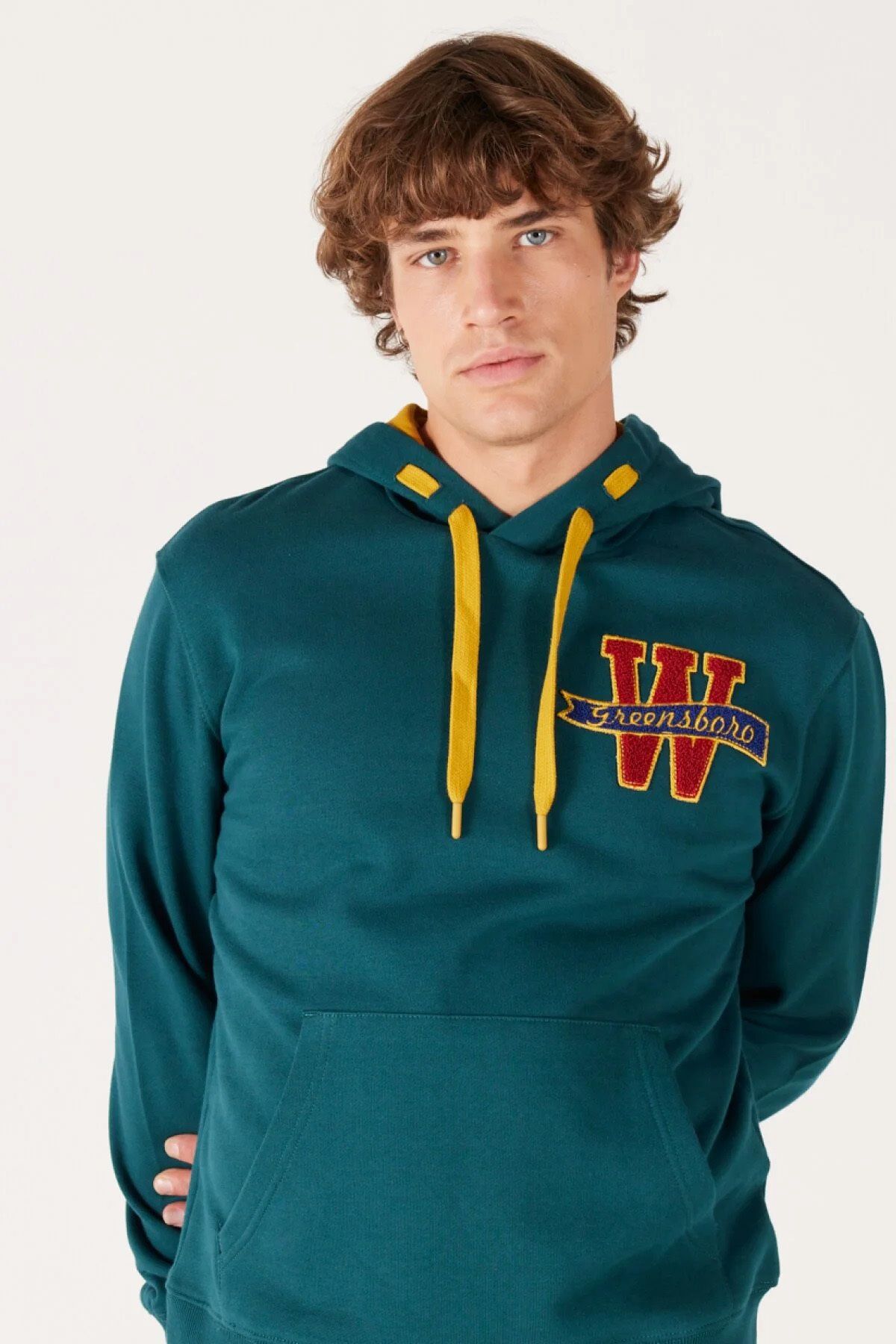 سویشرت سبز مردانه نخی مناسب پنبه عرق W232238826 Wrangler
