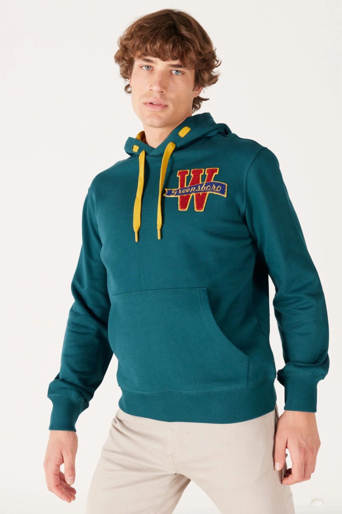 سویشرت سبز مردانه نخی مناسب پنبه عرق W232238826 Wrangler