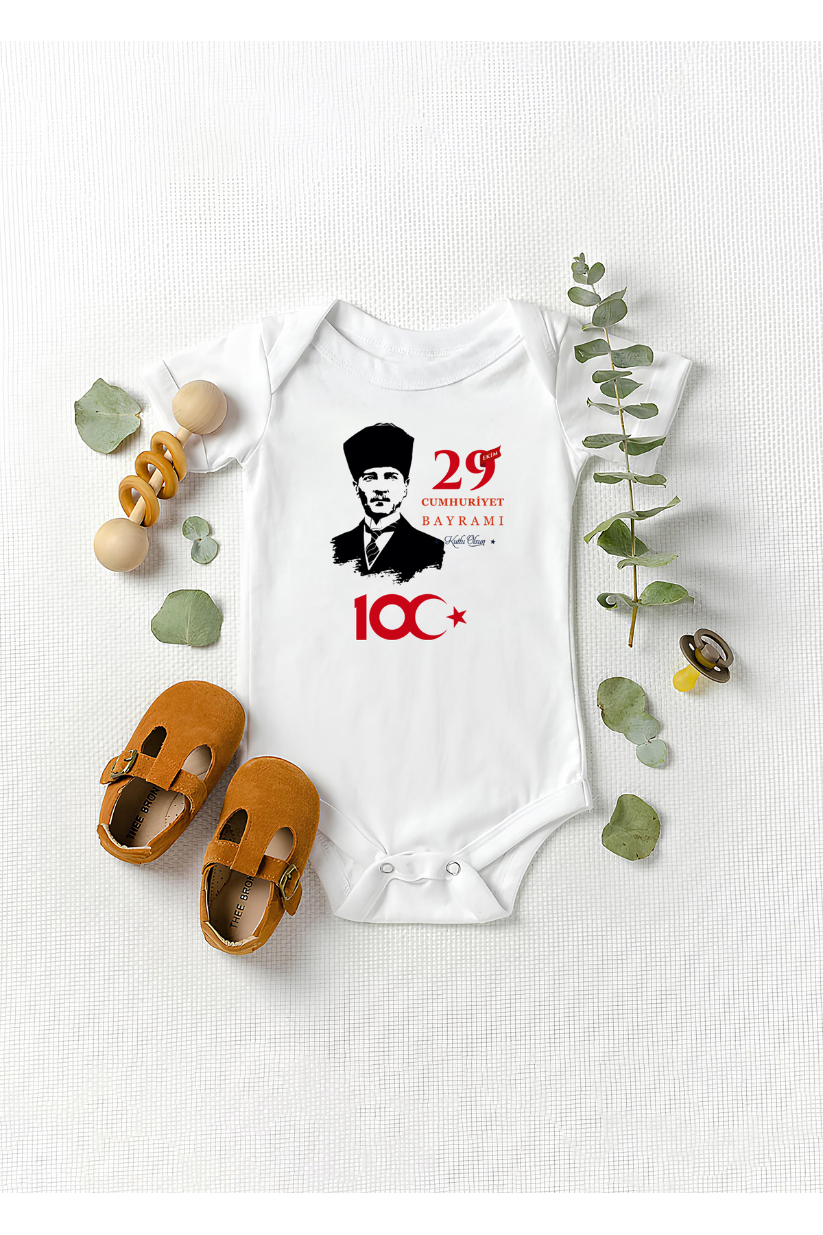 بادی نوزادی پسرانه – دخترانه سفید Lotus Baby | LTSBBY29EKM اورجینال - تصویر 2