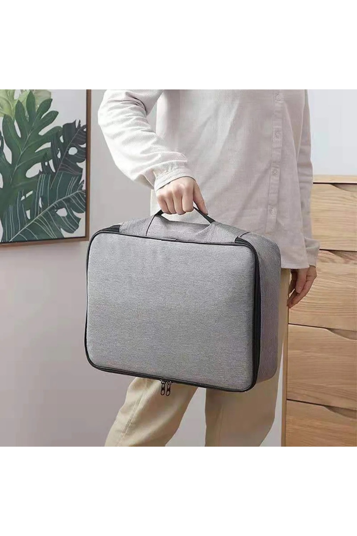 DEKOHOP  Belge Evrak Pasaport Saklama Düzenleyici Çanta Kilitli Seyahat Organizer Çantası - Görsel 5