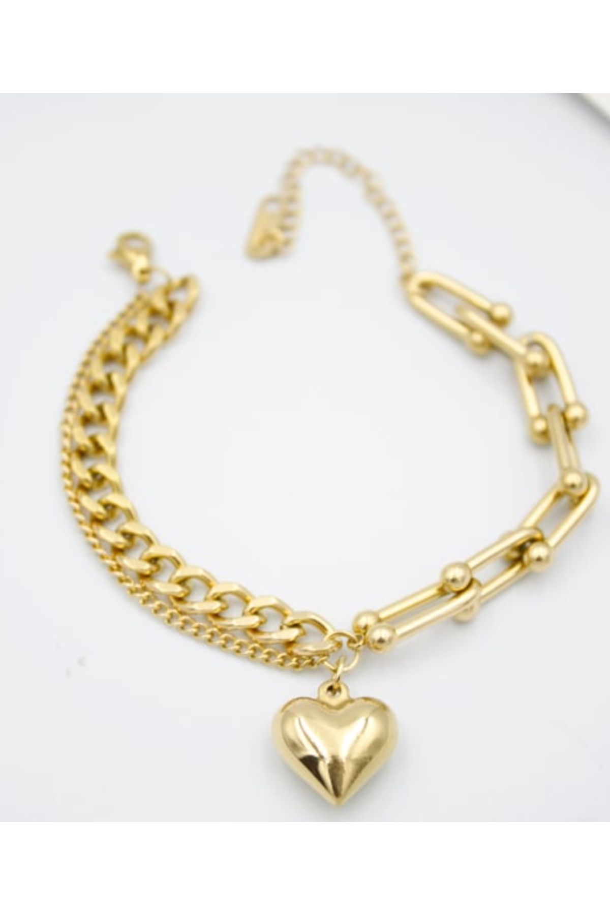 Gold heart 2025 link bracelet