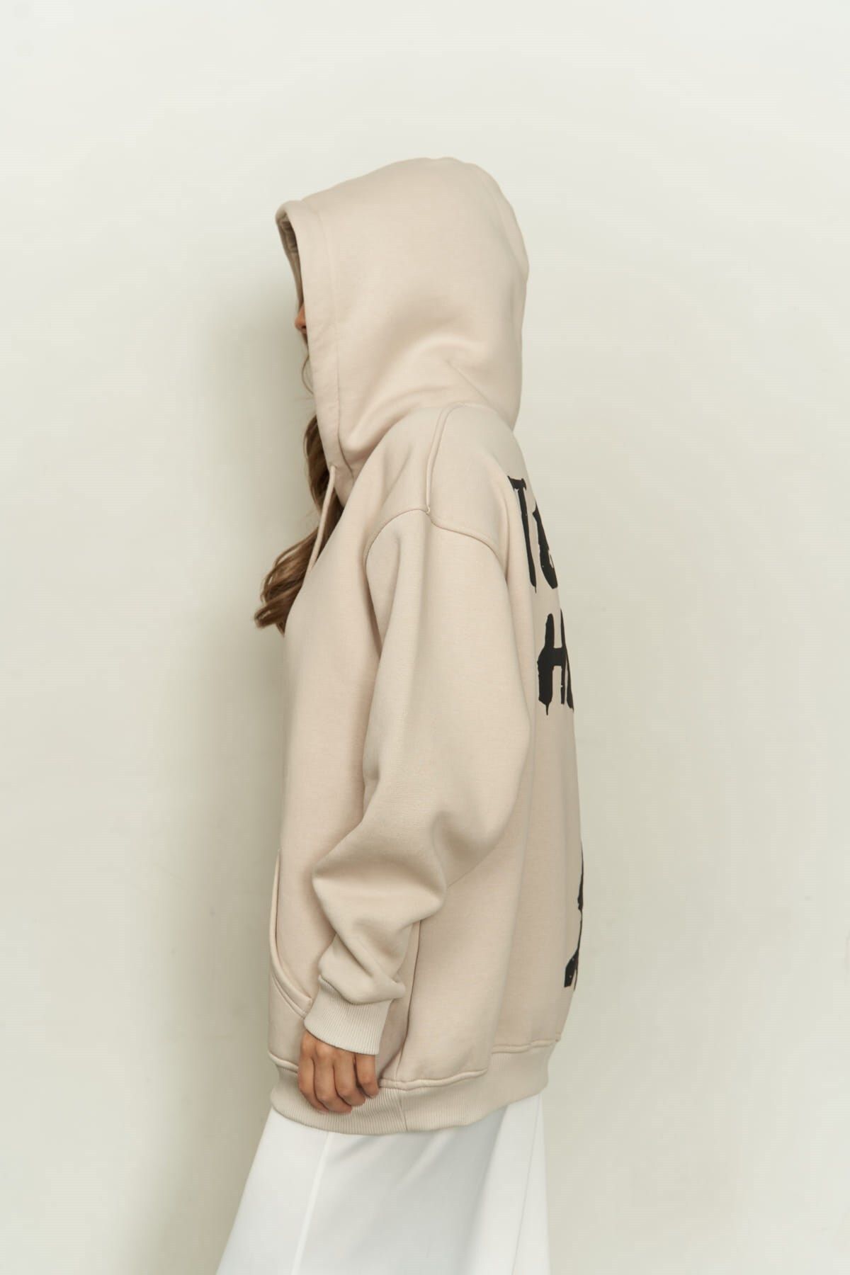 Beige sales hoodie dame