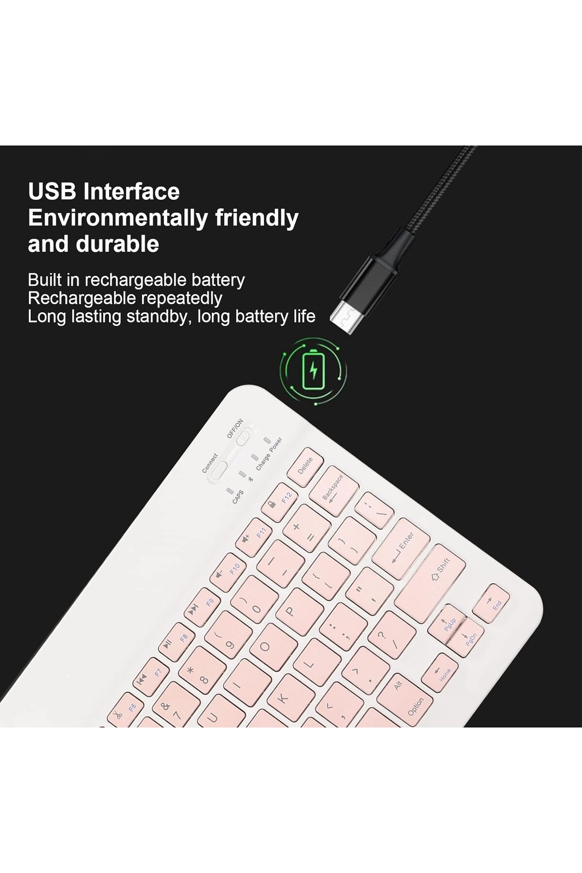 Bluetooth ergonomik tasarım USB şarj cep telefonu laptop için ultra ince klavye mouse 3