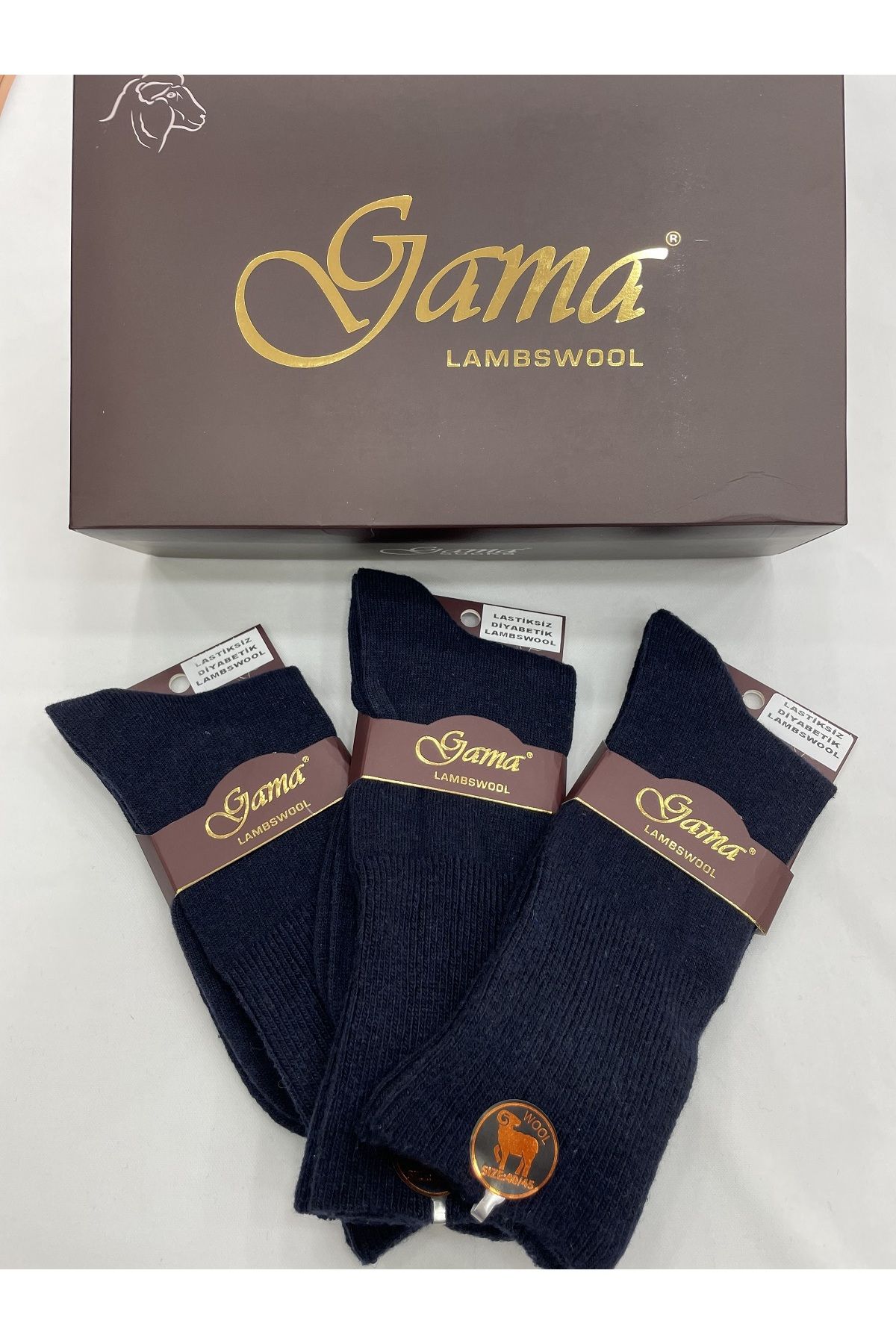 Gama Çorap-3 τεμάχια γνήσιες ανδρικές κάλτσες από μαλλί αρνιού χωρίς ελαστικό (διαβητικό) χοντρές χειμερινές κάλτσες 2