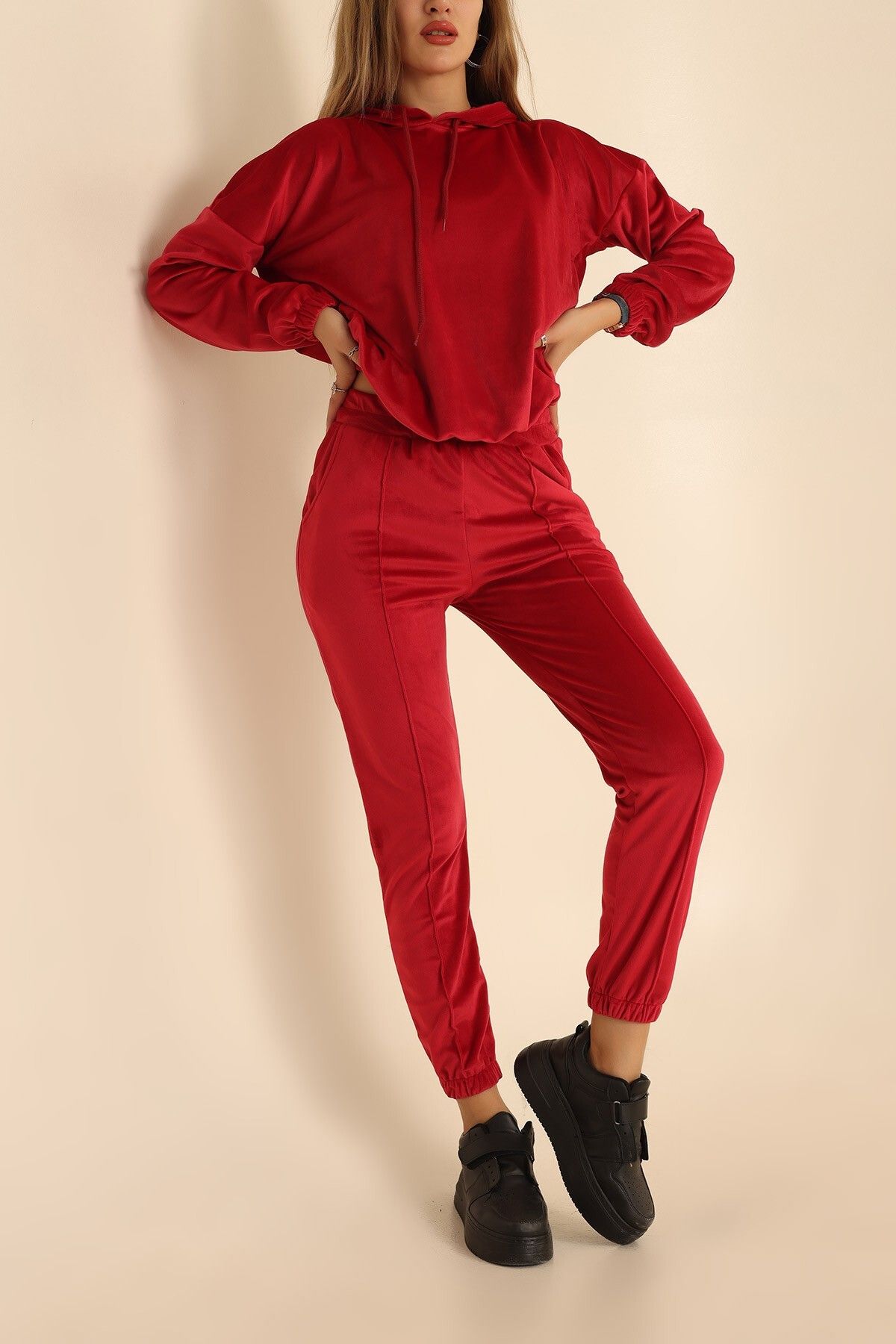 Burgundy shop velvet sweatsuit