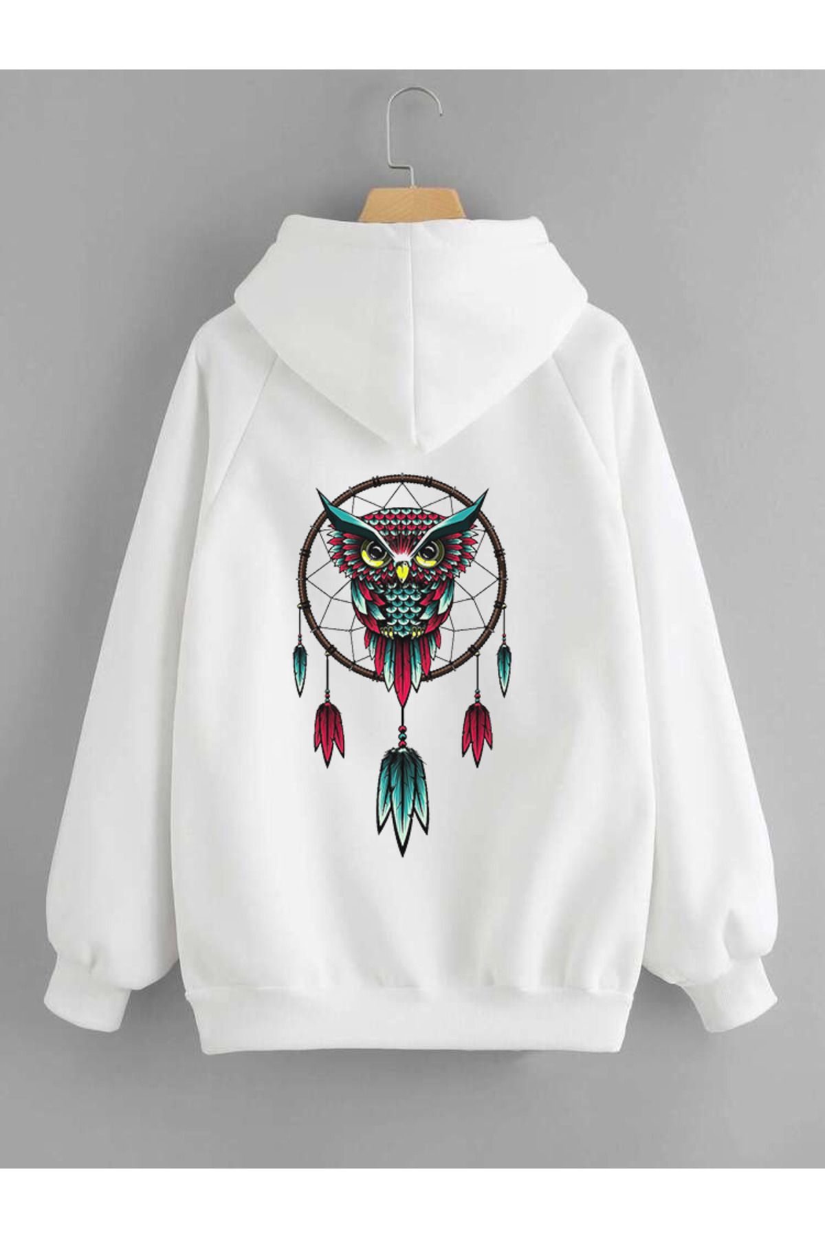 Relax family xf White Owl Printed Oversize Sweatshirt Trendyol