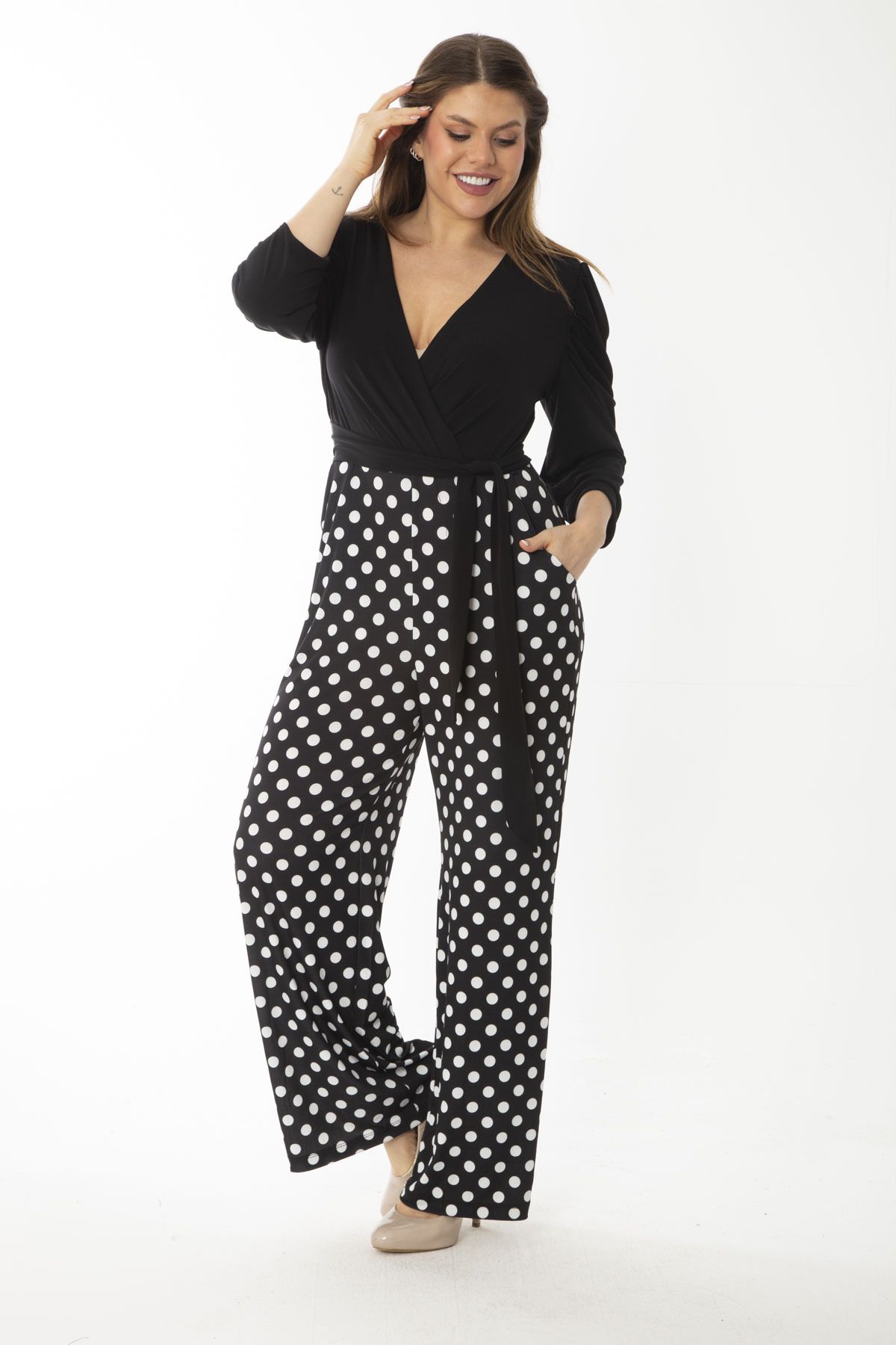 Black discount patterned jumpsuit