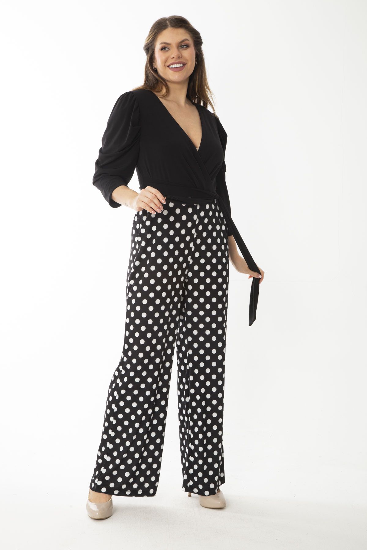Black discount patterned jumpsuit