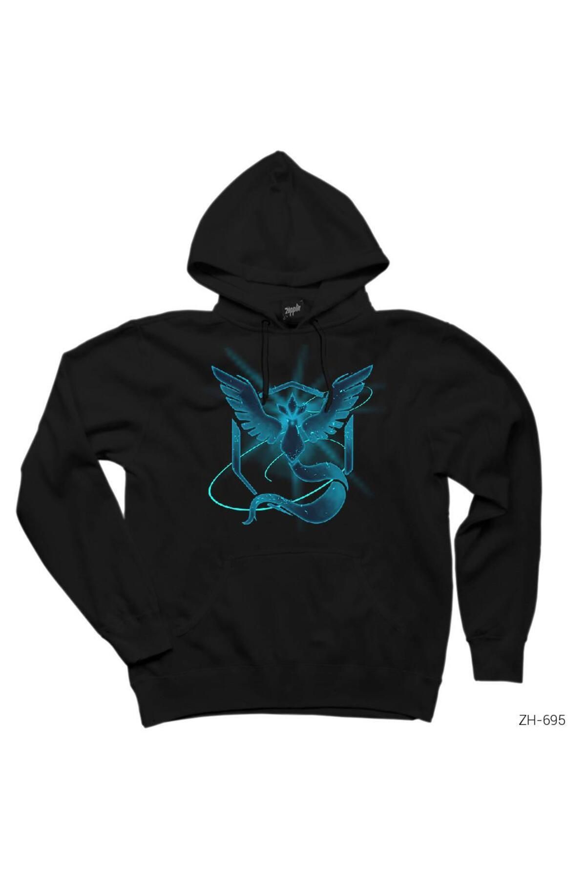 ZOKAWEAR Pokemon Team Mystic Neon Black Hooded Sweatshirt Hoodie