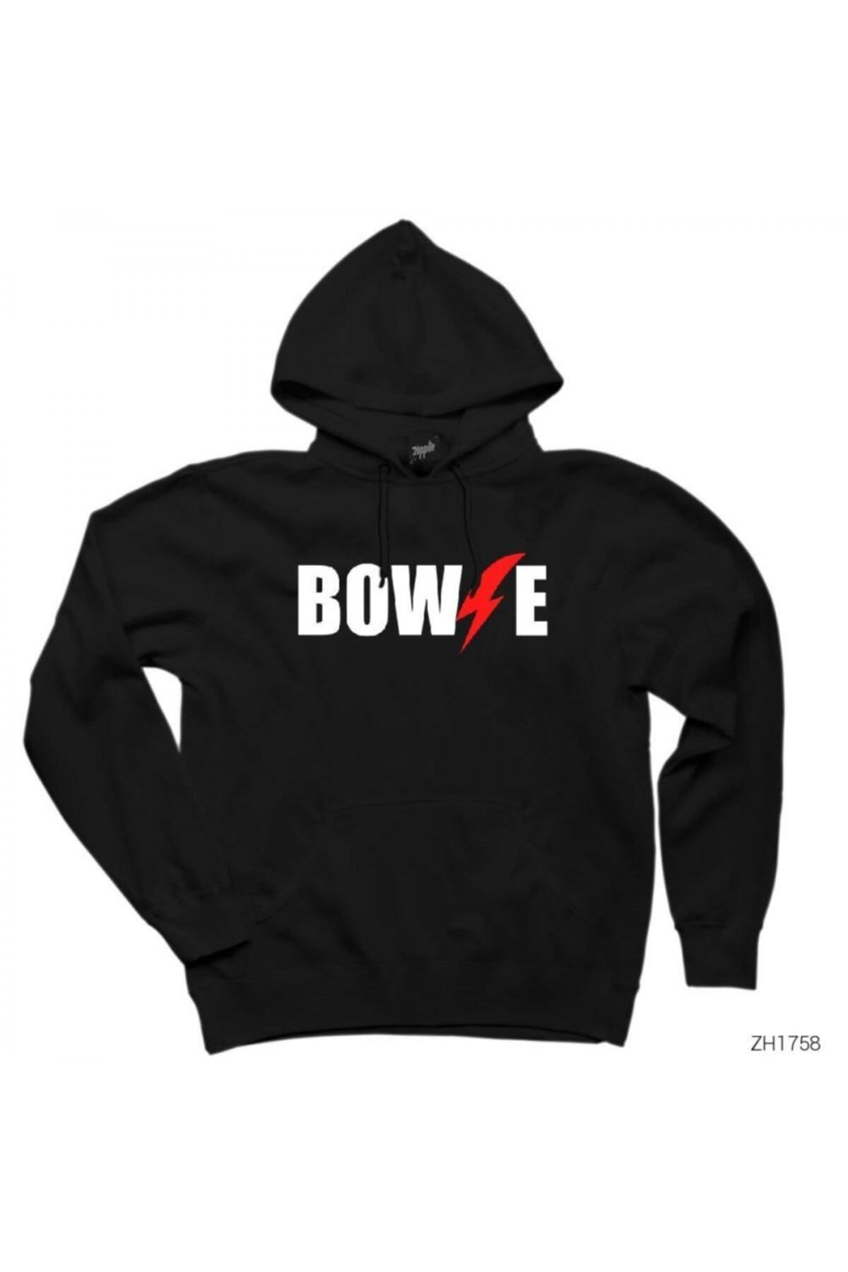 ZOKAWEAR David Bowie Logo Black Hooded Sweatshirt Hoodie Trendyol