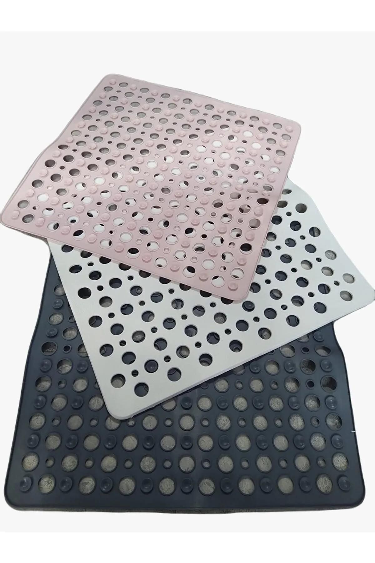 Flosoft-Square Suction Cup Bath and Shower Anti-Slip, Bathtub Shower Cabin Non-Slip Suction Cup Bath Mat 54x54cm 3