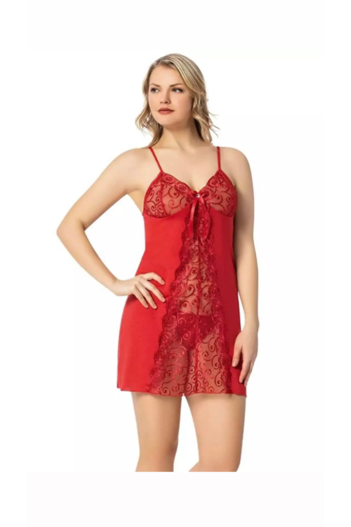 KOTA Penye Dantelli Gecelik Takım