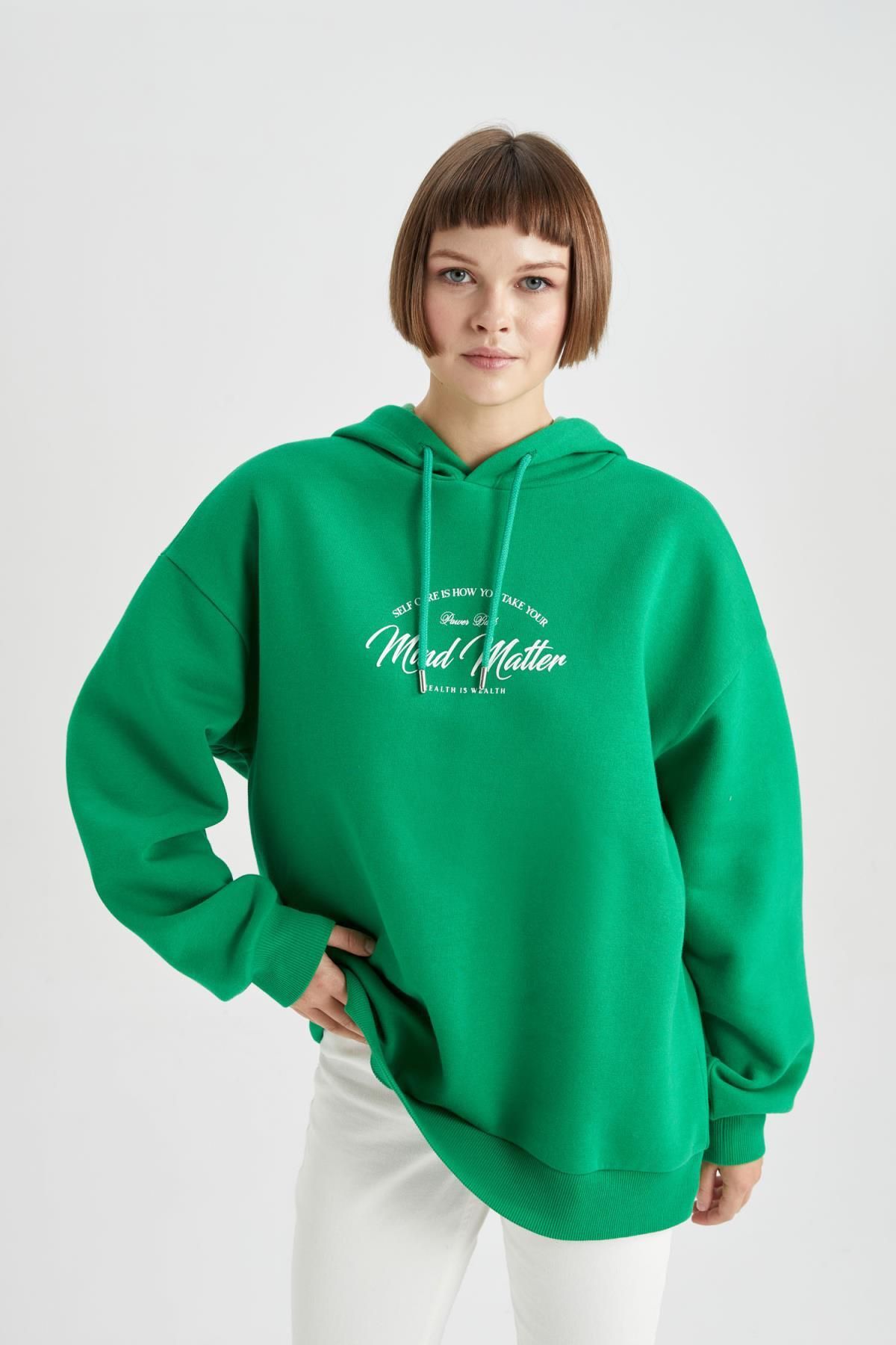 Defacto Oversize Fit Thick Hooded Sweatshirt Trendyol