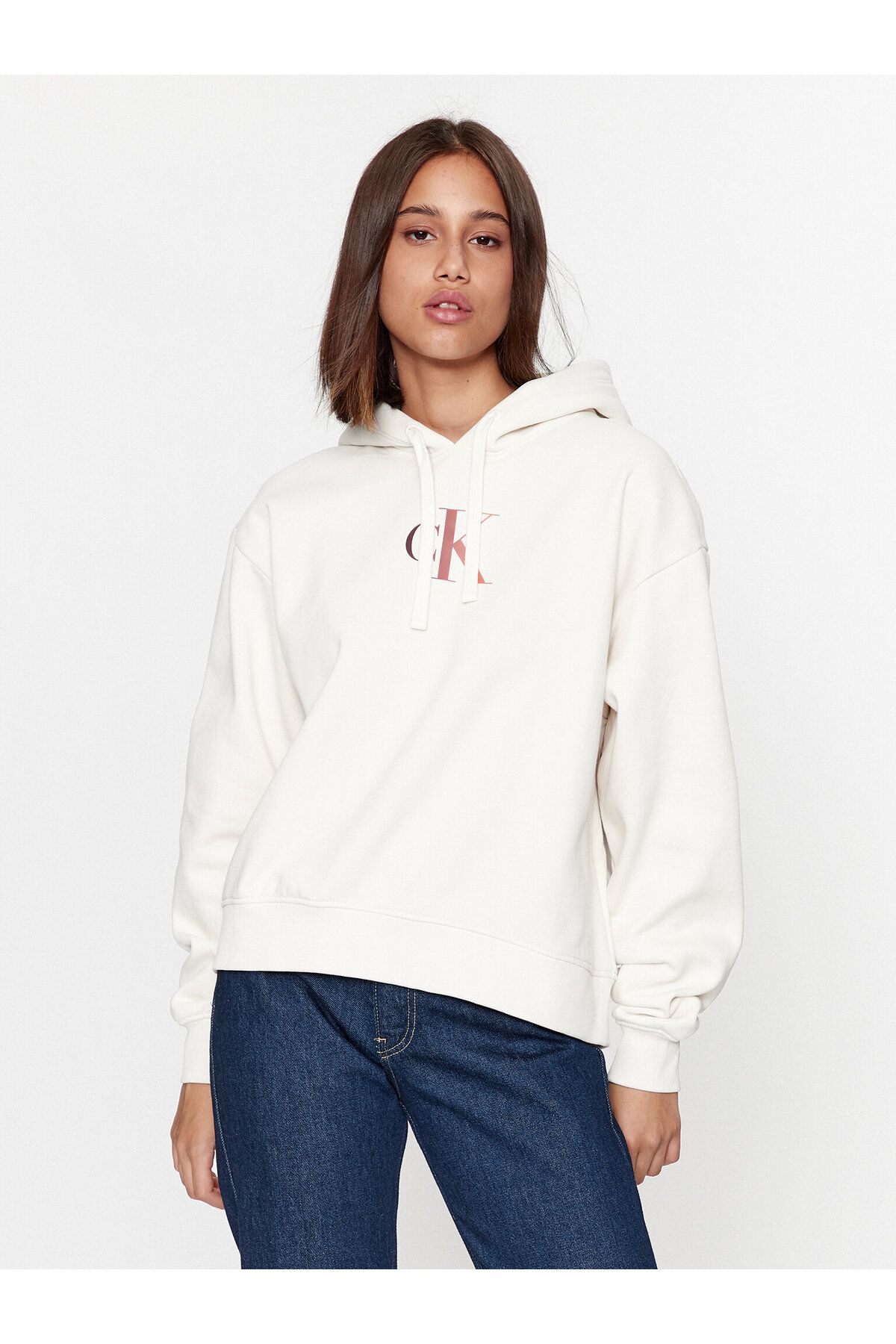 Calvin klein Gradient Logo Women Sweatshirt White - J20J222346_BIYBI