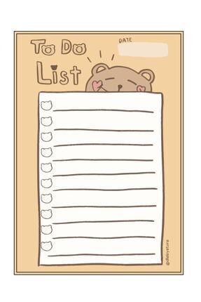 DileloyStore Ayı Desenli Kahverengi To Do List Defter | Planlayıcı A6 (10X14,...