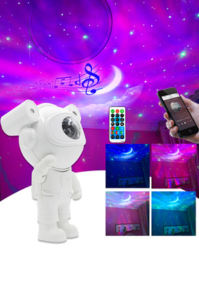 Quenlite OC-08 Ay Yıldız Projektör Astronot Işıklı Galaksi Efektli Eğlence Iş...