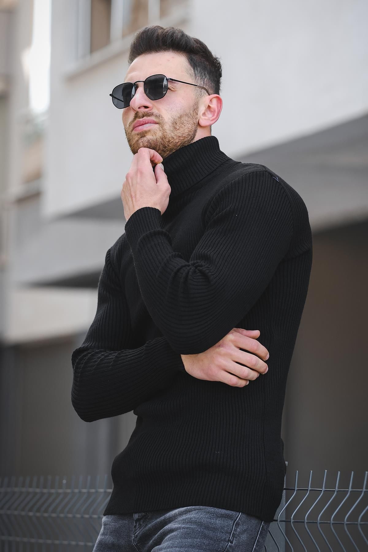 Ribbed on sale mens turtleneck