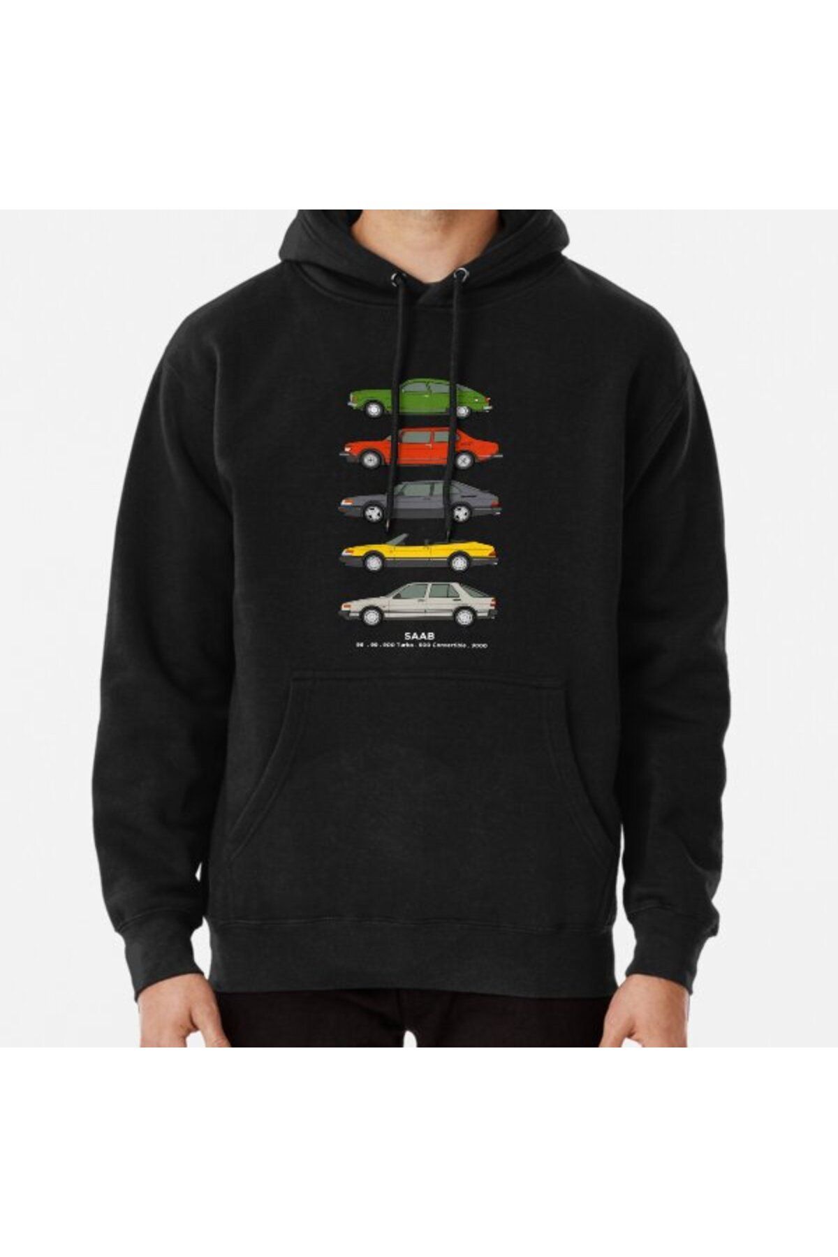 ZOKAWEAR Saab Classic Car Outline Illustration Printed Sweatshirt