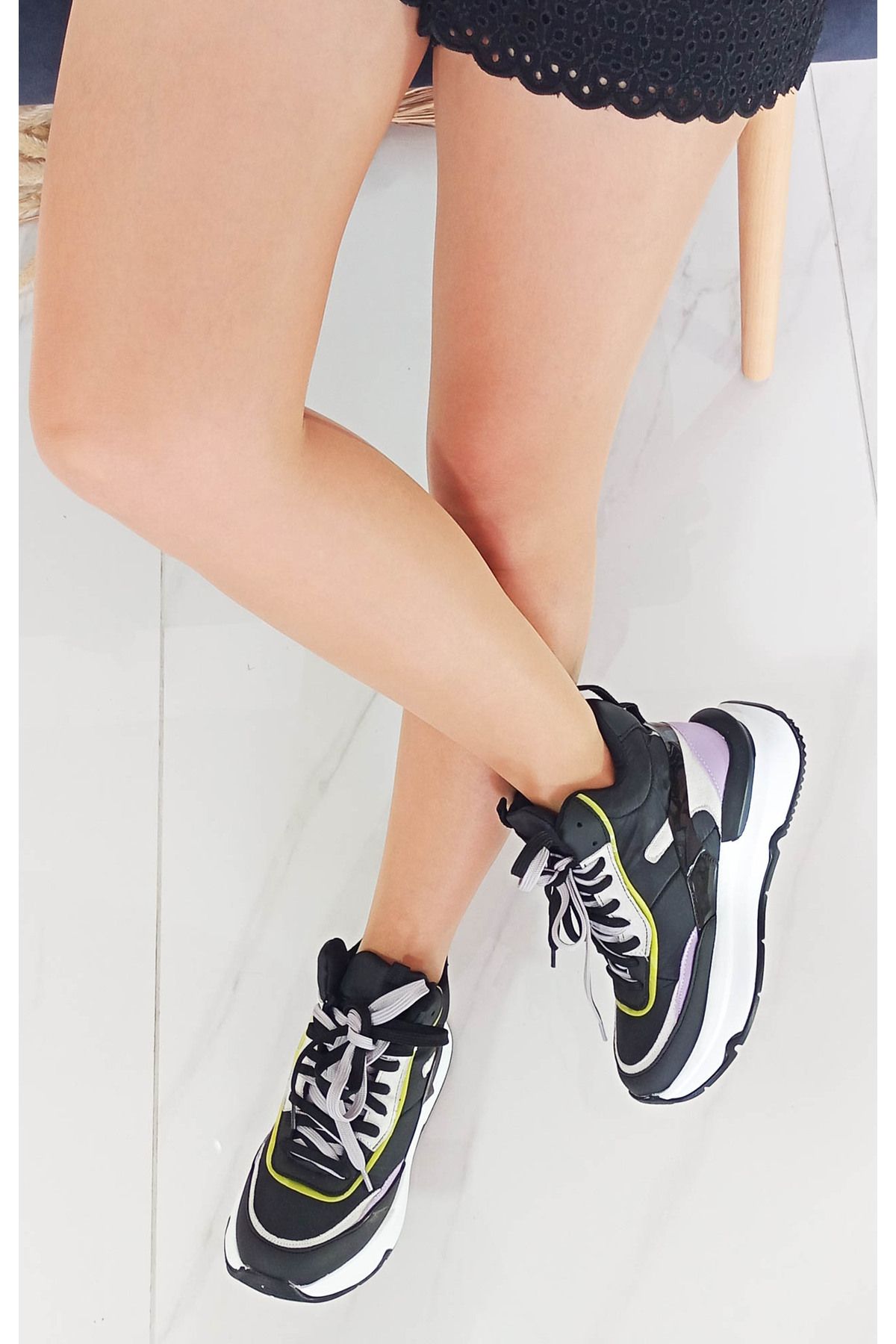Felicia leather and canvas shop platform trainer
