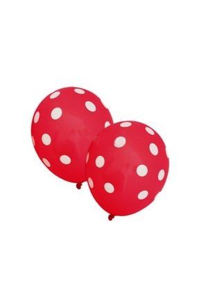 Kırmızı Beyaz Puanlı Baskılı Latex Balon 10 Adet PO2137