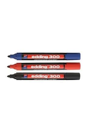 300 Permanent Markör Koli Kalemi Yuvarlak Uçlu Silinmez 3'lü Farklı Renkler ED300