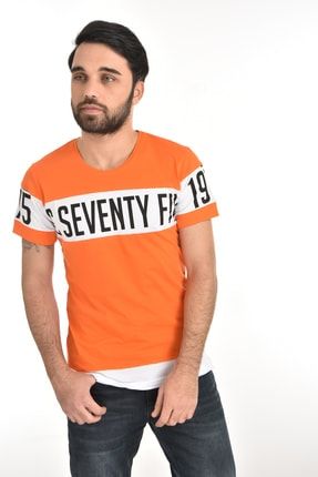 Erkek Yazılı Turuncu T-shirt SVNF2041