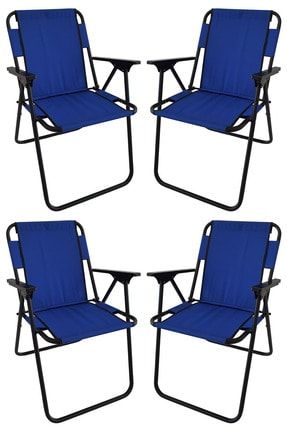 4 Adet Kamp Sandalyesi Katlanır Sandalye Piknik Sandalyesi Plaj Sandalyesi Mavi PK-SND-04