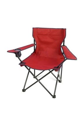 Bahçe - Tekli Kamp Sandalyesi Katlanır Sandalye Bahçe Koltuğu Piknik Plaj Balkon Sandalyesi Kırmızı BfgBahceRej003