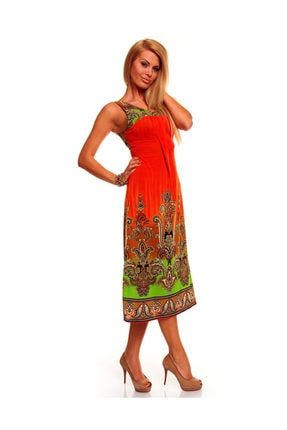 Kadın Elbise-orange Lıght Green EOLG