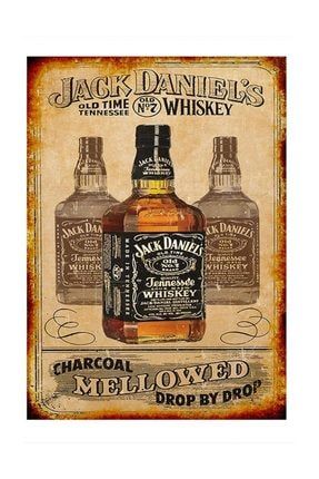 Jack Viski Şişeleri Dekoratif Ahşap Tablo 50x70cm dikey-9724-50-70