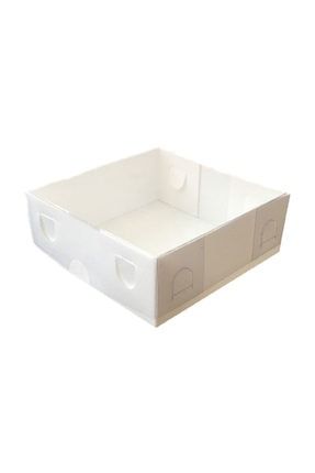 Asetat Kapaklı Karton Kutu 10x10x3 Cm (50 Adet) Beyaz TE1495