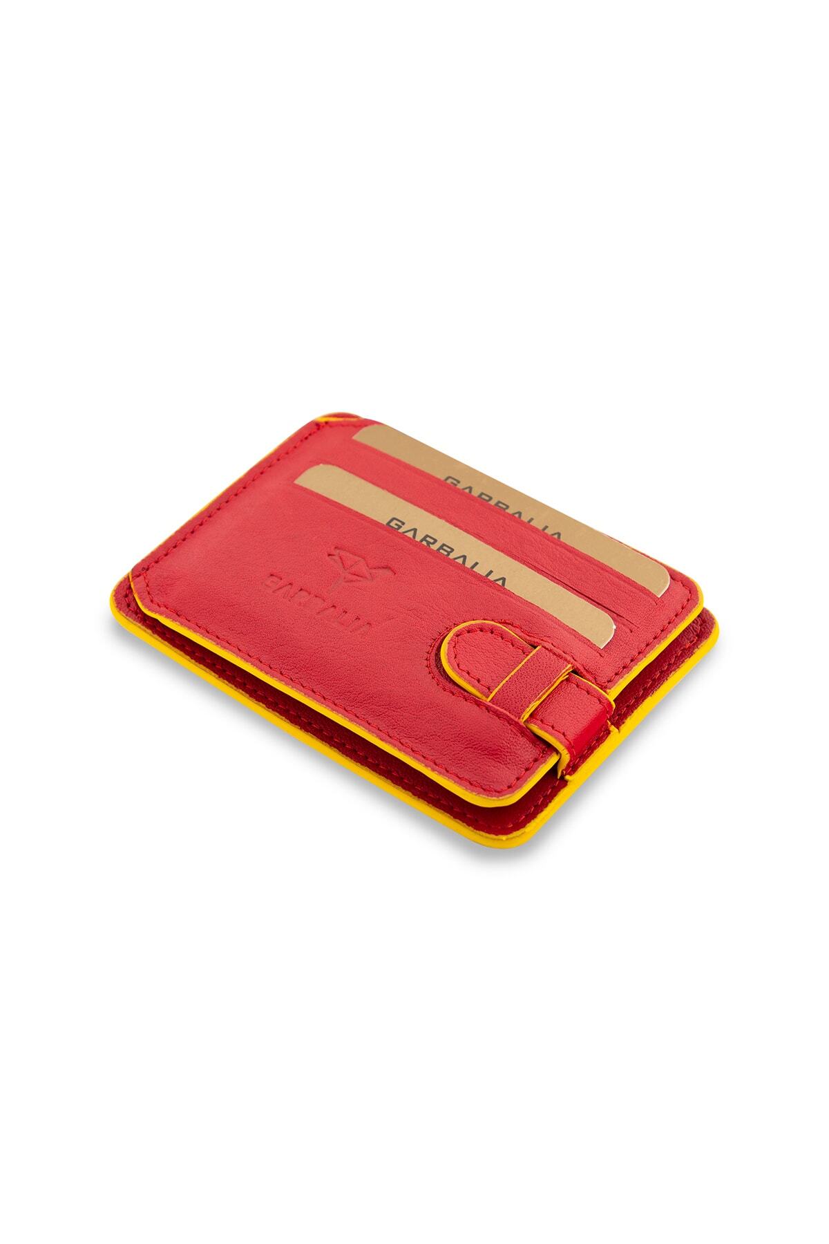 Garbalia-Line Genuine Leather Red Yellow Men's Card Holder Wallet 3