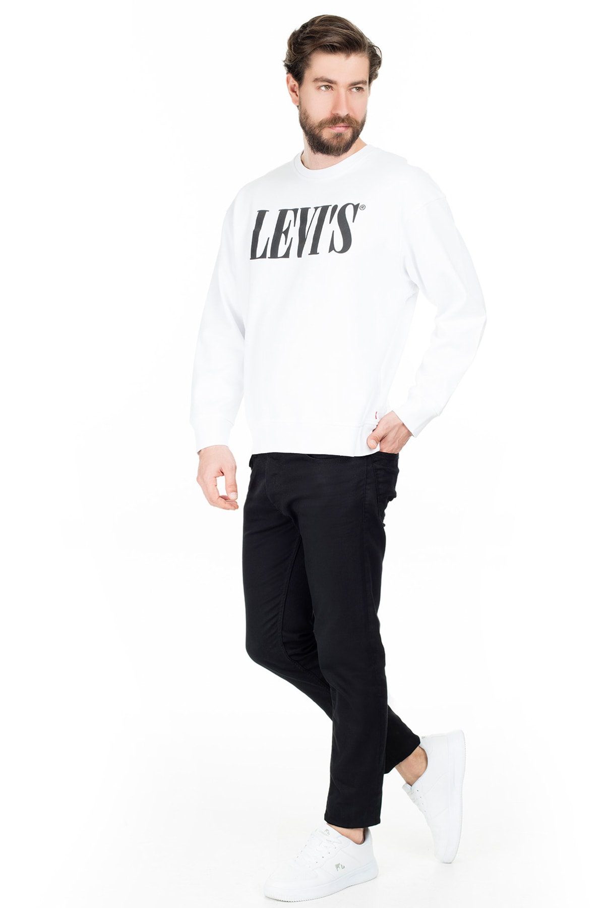 سویشرت لیوایز مردانه پنبه ای سفید  راسته Regular/رگولار     Daily/روزانه | Levi's 85788-0000 TR - تصویر 5