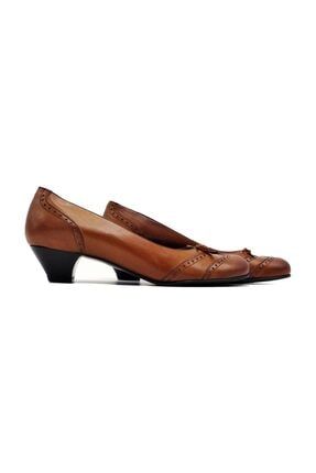 Kadın Hakiki Deri Taba Klasik Topuklu Ayakkabı 505061346-1
