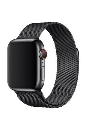 Apple Watch 42 Mm Çelik Kayış Hasır Örme Kordon Milano Siyah KRDN5